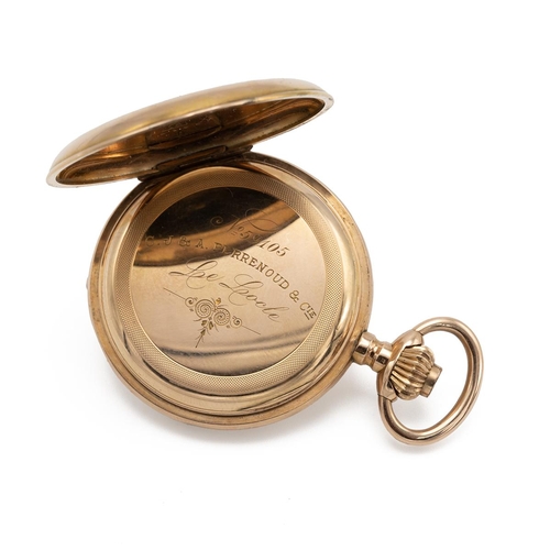 316 - Antique 18ct gold ladies pocket watch marked 'C.J. & A. Perrenoud & Cie' to the movement cover. Fron... 