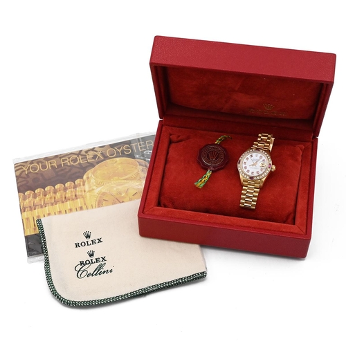 317 - Ladies 18ct gold Rolex Oyster Perpetual Datejust superlative chronometer watch. 27mm case with after... 