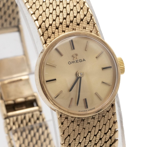 319 - Vintage lady's Omega 9ct gold manual cocktail watch. Circa 25g Gold case and bracelet, brushed gold ... 