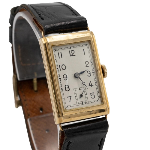 321 - Arcadia Art Deco 18ct yellow gold wristwatch c1940. 15 jewels, manual wind, 20mm x 30mm 18ct gold ca... 