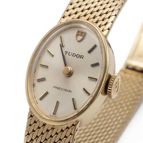 329 - Boxed Tudor Precision 14ct gold manual lady's wristwatch c1978.  9ct gold case and bracelet, brushed... 