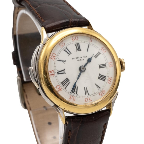 337 - Vintage Le Rot et Fils minute repeating wristwatch. Platinum and 18ct yellow gold, manual wind, 33mm... 