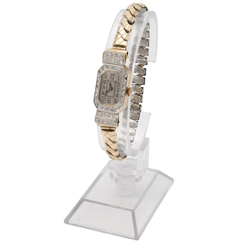 342 - Lady's vintage 18ct gold, platinum and diamond Art Deco cocktail watch. Movement maker marked 'Hafis... 