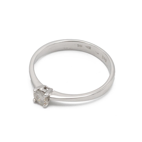 48 - Single stone diamond ring, the brilliant-cut to a white mount stamped ‘585’, finger size N 1/2, 1.9g... 