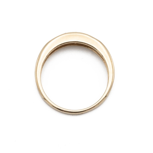 55 - Five stone cinnamon diamond 9ct gold half hoop ring, the channel set stones estimated as totalling a... 