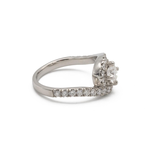 73 - Platinum set diamond cluster ring, the principal stone calculated as weighing approximately 0.45ct, ... 