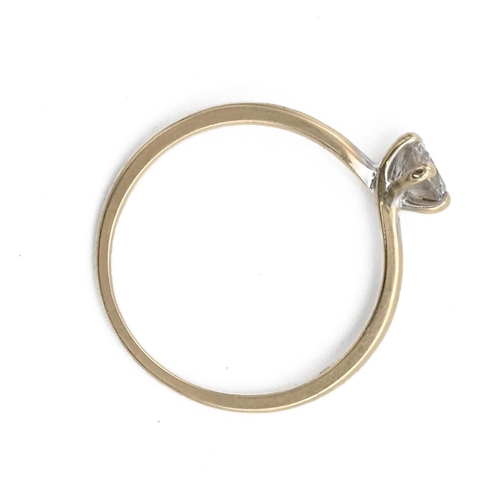 1 - An 18ct yellow gold solitaire ring, set with a round brilliant cut stone, approximately 0.45ct, ring... 