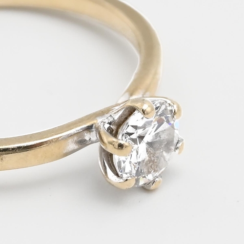 1 - An 18ct yellow gold solitaire ring, set with a round brilliant cut stone, approximately 0.45ct, ring... 