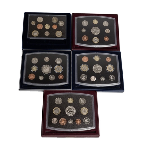 113 - Five (5) UK proof annual coin sets from The Royal Mint, dated 2000, 2001, 2002, 2003 and 2004, featu... 