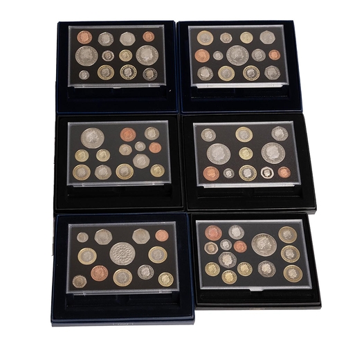 114 - Six (6) UK base metal proof annual sets from The Royal Mint, dated 2005, 2006, 2007, 2008, 2010 and ... 