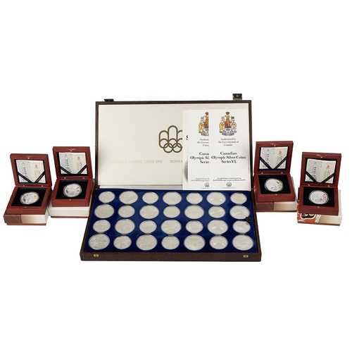 119 - Olympic Games silver proof coin sets from China and Canada. Includes four 999 fine silver 1oz 10 Yua... 