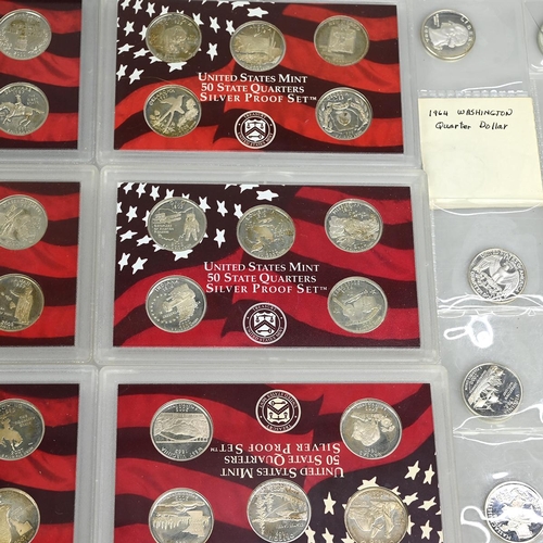 120 - Collection of American coinage, much in silver, including a range of 1oz $1 coins (Morgan Dollars, P... 