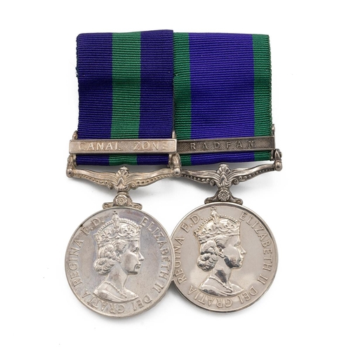 124 - RAF Medals for J.C. Butler. General Service Medal with Canal Zone bar marked ' Flt Off JC Butler', C... 