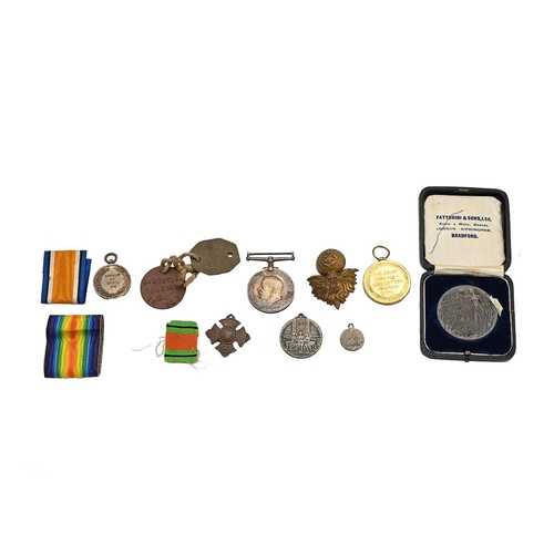 127 - WW1 Medals & Others presented to 5826 Pte Charles Costin, 16th London Rifles. Comprises Defence & Vi... 