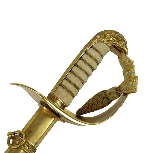 129 - Elizabeth II RAF Officer's Dress sword, owned by Squadron Leader J.C. Butler. Gilt brass guard with ... 