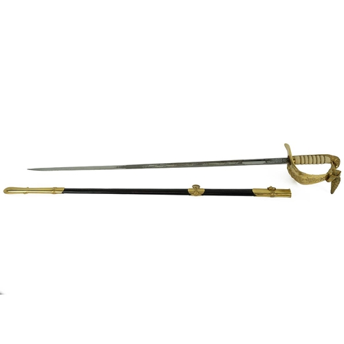 129 - Elizabeth II RAF Officer's Dress sword, owned by Squadron Leader J.C. Butler. Gilt brass guard with ... 