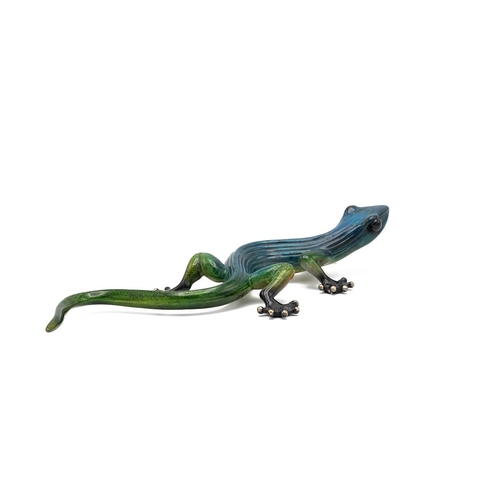 145 - Tim Cotterill (b.1950) 'Frogman' a limited edition enamelled bronze newt, c2006, numbered 543/2000. ... 