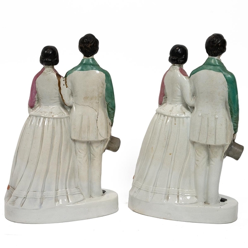 161 - Two Late 19th Century Staffordshire flatback figurines of Prince Edward and Princess Alexandra. Heig... 