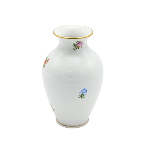 183 - Herend Printemps small baluster form vase model 7003/BT 64m white porcelain with polychrome spray of... 