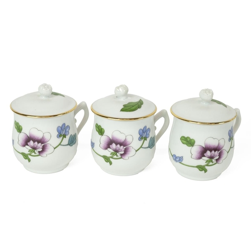 188 - Royal Worcester 'The Blind Earl' coffee set comprising lidded coffee pot, cream jug, lidded sugar bo... 