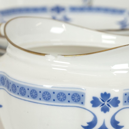 189 - Royal Crown Derby Grenville pattern blue and white tea service comprising 8 x plates, 8 x cups, 8 x ... 