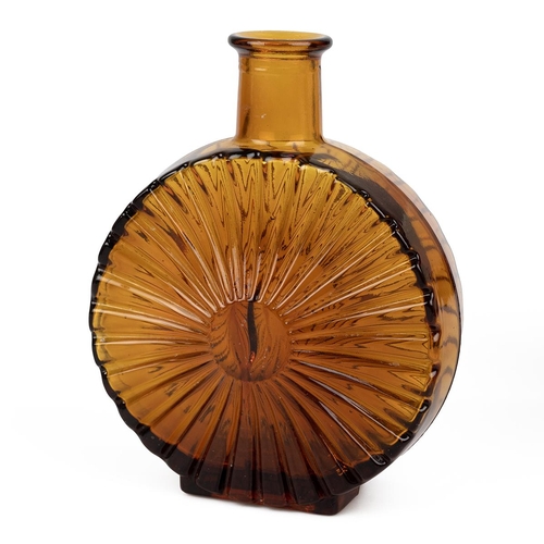 192 - Mid-century glass Italian Empoli amber glass decanter, along with an Orrefors glass decanter and two... 