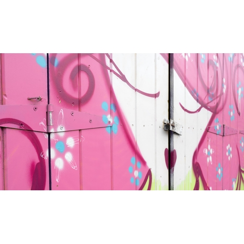 214 - Street art by Secle Style. A set of pine bi-fold doors from Camden Lock market painted by artist Sec... 