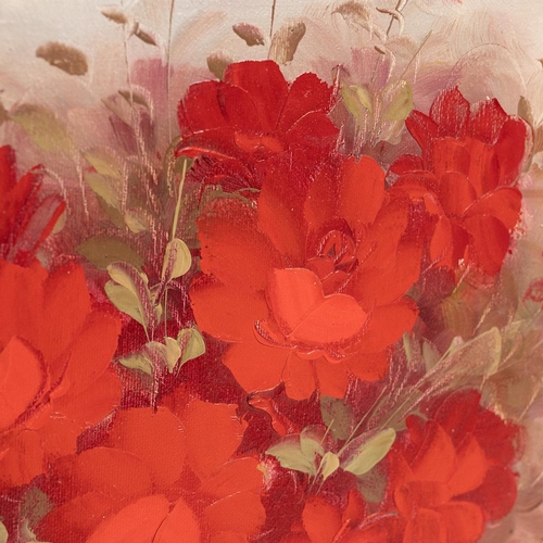 227 - Robert Cox (1934-2001). A Vase of Red roses, oil on canvas, signed 'Robert Cox' lower right, 51cm x ... 