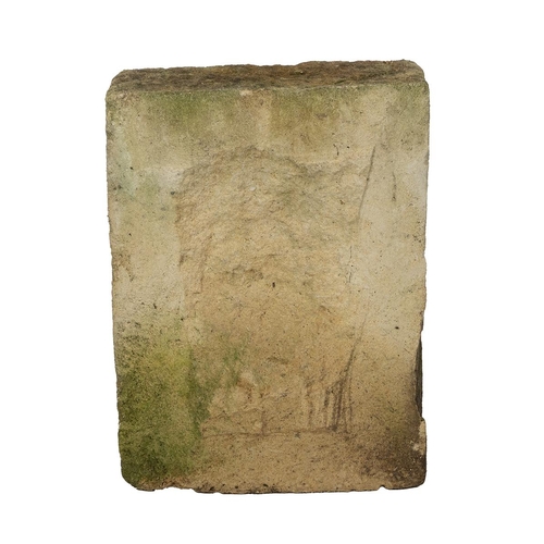 302 - Architectural interest - Limestone date stone, carved with a single cross and dated “1621”, 39.5cm h... 