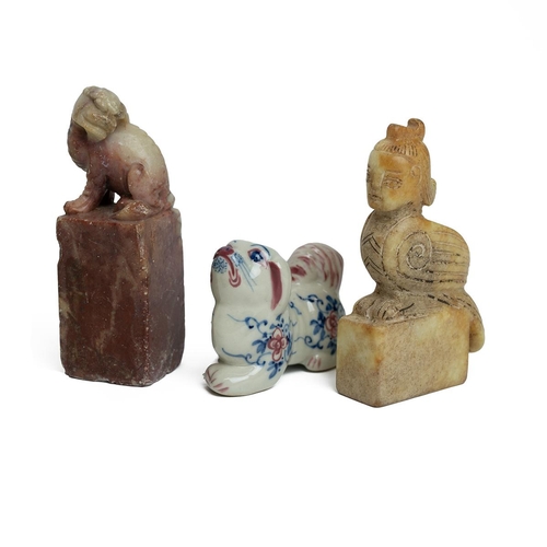 310 - A collection of Chinese Jade, Jadeite, soapstone, porcelain and bone items to include roosters, zodi... 