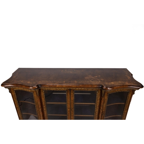 321 - Fine quality burr Walnut and marquetry credenza, mid 19th Century. Decorated to the top and front wi... 