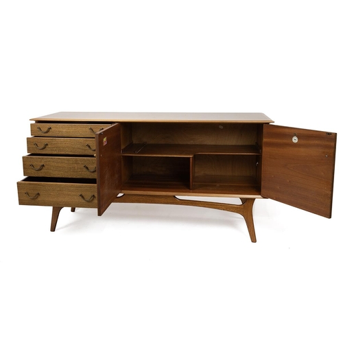 323 - Alfred Cox vintage mid century sideboard. Maker marked 'AC - Handcrafted quality furniture'.  Walnut... 