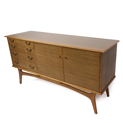 323 - Alfred Cox vintage mid century sideboard. Maker marked 'AC - Handcrafted quality furniture'.  Walnut... 