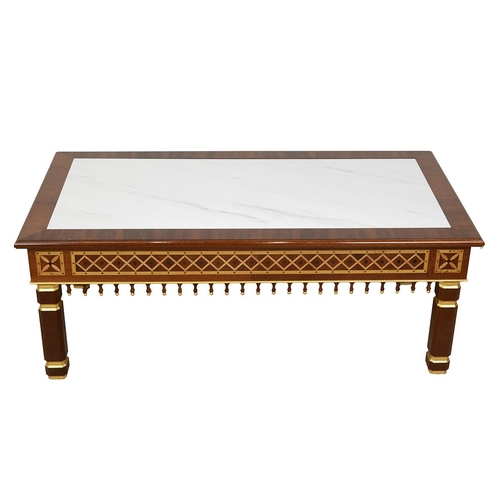 331 - Contemporary rectangular bespoke coffee table. Mahogany construction with maple and walnut inlay and... 