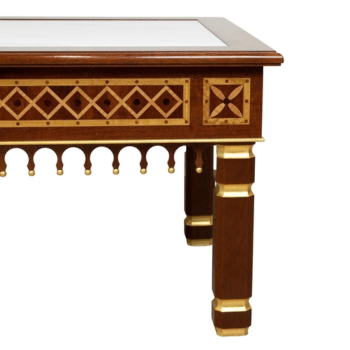 331 - Contemporary rectangular bespoke coffee table. Mahogany construction with maple and walnut inlay and... 