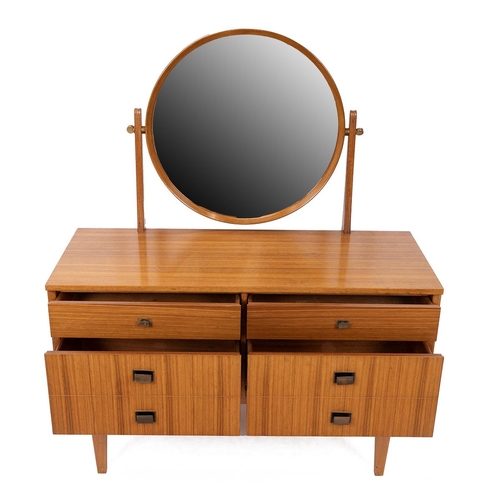 336 - Vintage mid century dressing table and coffee table. Teak body to both, rectangular metal handles to... 