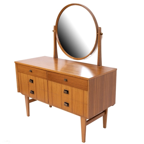 336 - Vintage mid century dressing table and coffee table. Teak body to both, rectangular metal handles to... 