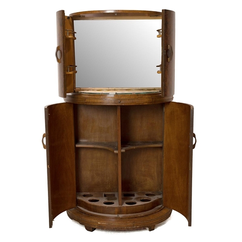 357 - Art Deco Walnut Veneer cocktail cabinet attributed to Epstein Brothers. Burr Walnut veneer exterior,... 