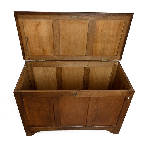 358 - Solid Oak three panel blanket box, early 20th Century. Lid opens to reveal empty storage space. H 71... 