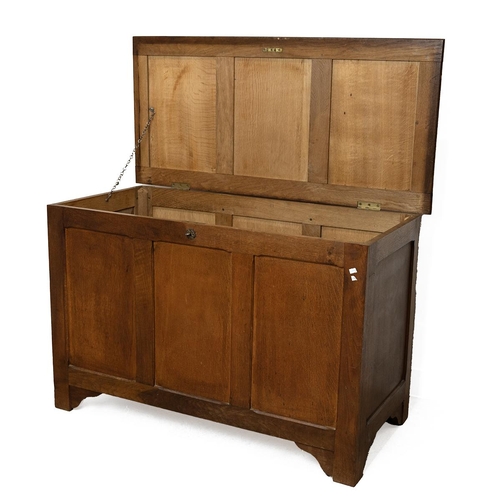 358 - Solid Oak three panel blanket box, early 20th Century. Lid opens to reveal empty storage space. H 71... 