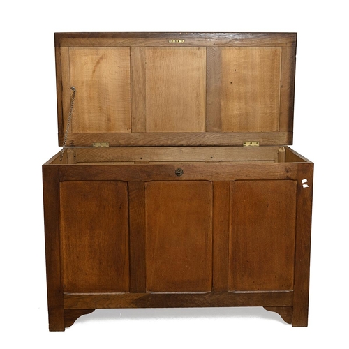 358 - Solid Oak three panel blanket box, early 20th Century. Lid opens to reveal empty storage space. H 71... 