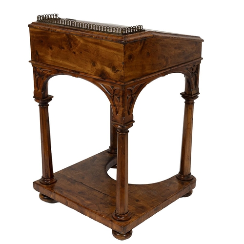 363 - Gothic Revival Davenport, c1860s. Pine body with original walnut effect finish , octagonal pillar le... 