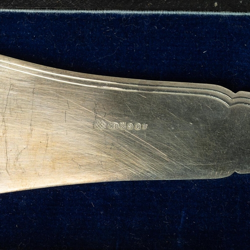 53 - Various silver-plated cutlery, along with an associated oak case.