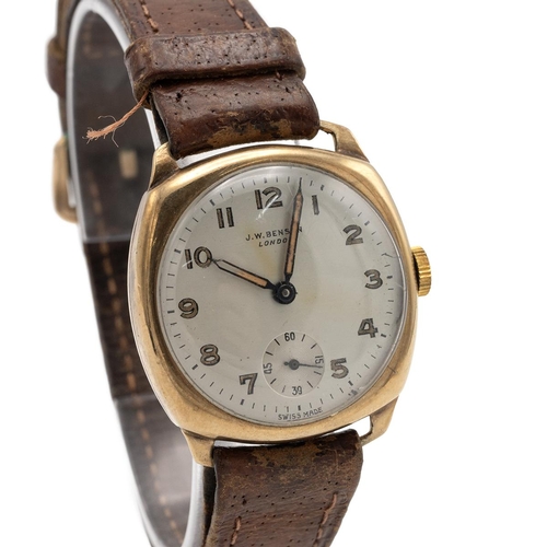 59 - Vintage gentleman's 9ct gold manual wind wristwatch, J.W. Benson London c1953. 28mm gold case with b... 