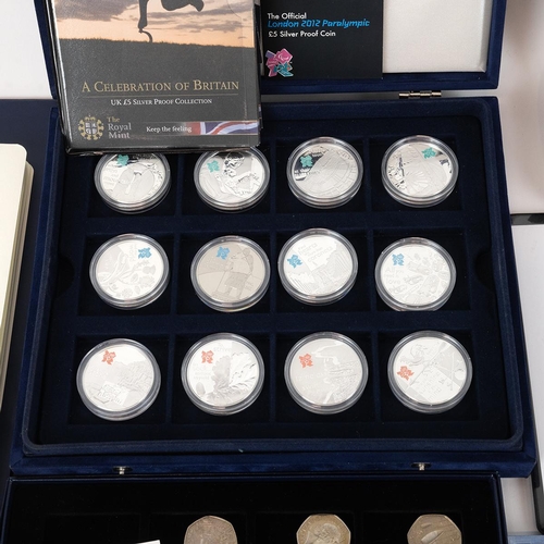 66 - Collection of 2012 London Olympics Royal Mint coins and others, largely in 925 sterling silver proof... 