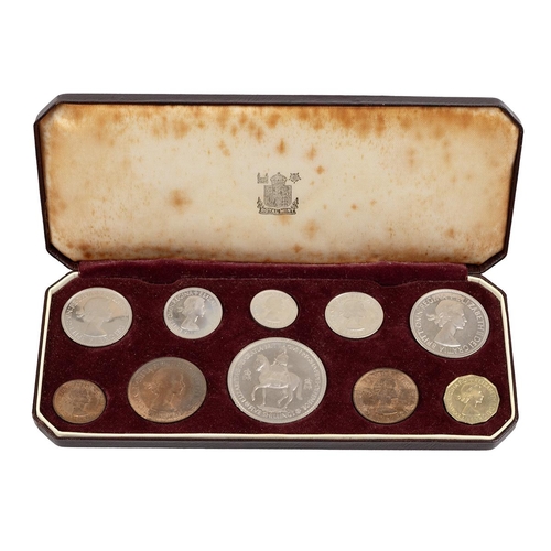 68 - 1953 proof specimen coin set issued in Queen Elizabeth II's coronation year featuring 10 UK pre-deci... 