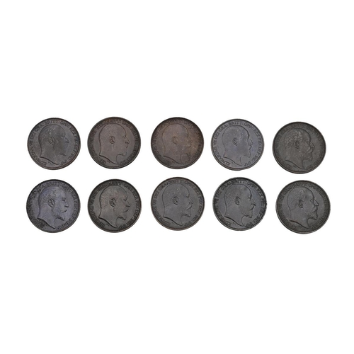 73 - Ten (10) King Edward VII Farthings in high grade, Includes 1902 (x3), 1904, 1905, 1906, 1907, 1908 (... 