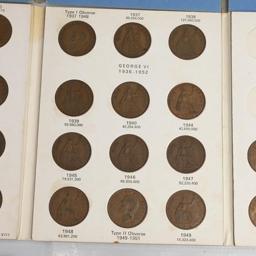 77 - Collection of British bronze Pennies, largely post-1900, including a 1902-1929 Penny album, complete... 