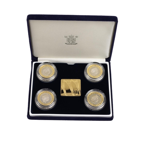 88 - 2002 silver proof Manchester Commonwealth Games four coin £2 set with a commemorative medal in the o... 