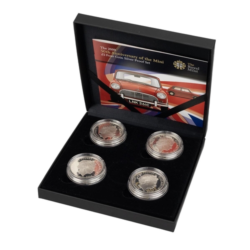 99 - 2009 Mini 50th Anniversary silver proof £5 four coin set from The Royal Mint. Collection of Alderney... 